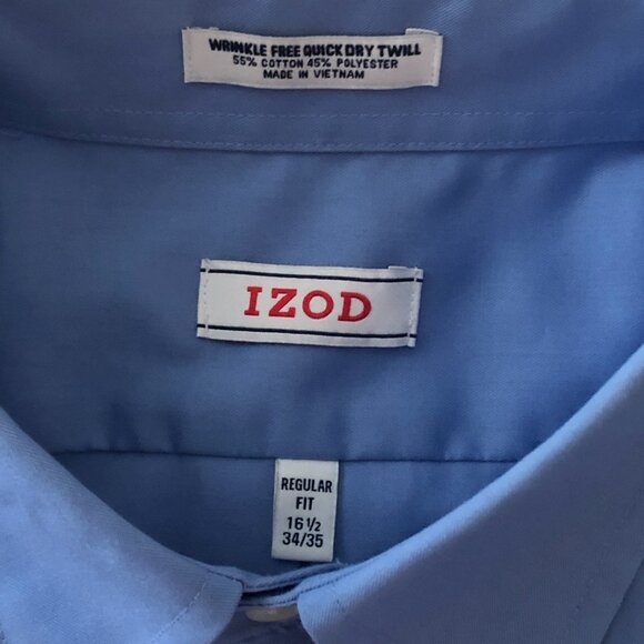 IZOD Wrinkle Free Men Button Down Shirt Light Blue 16.5 34/35 Perfect Condition - Picture 2 of 6